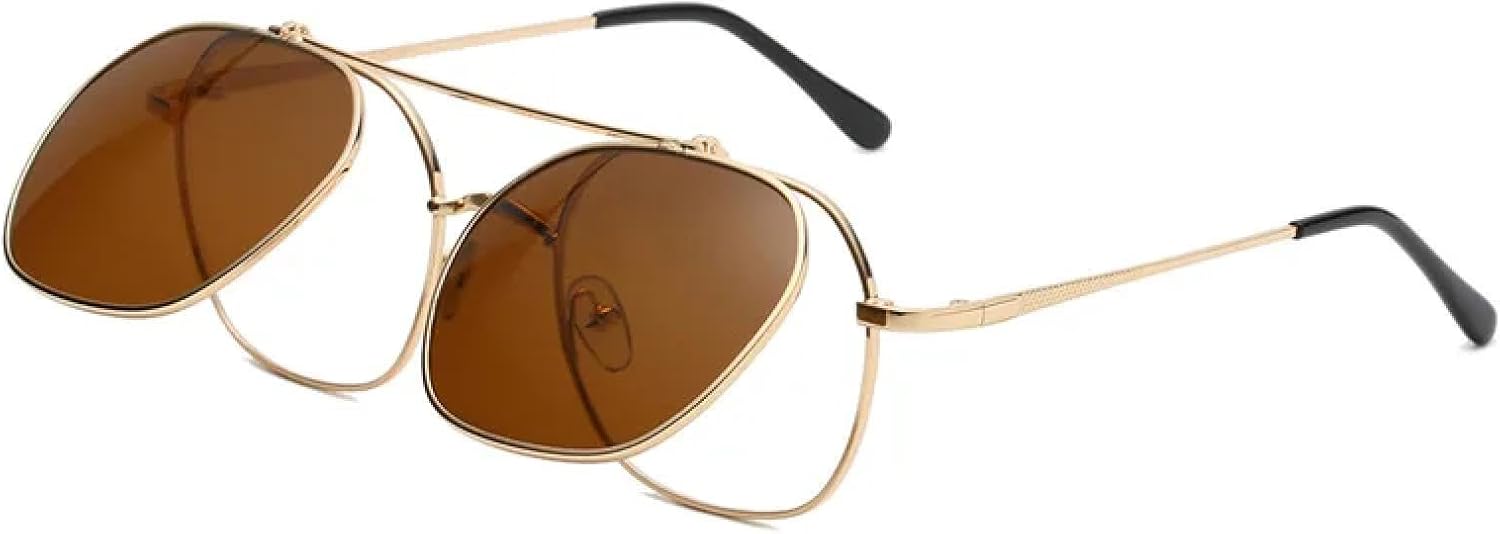 

Модные солнцезащитные очки-перевертыши для женщин, винтажные, в стиле металл-панк, для мужчин, нестандартной формы, с защитой от УФ-излучения UV400 TOIPASTN, Golden Tea