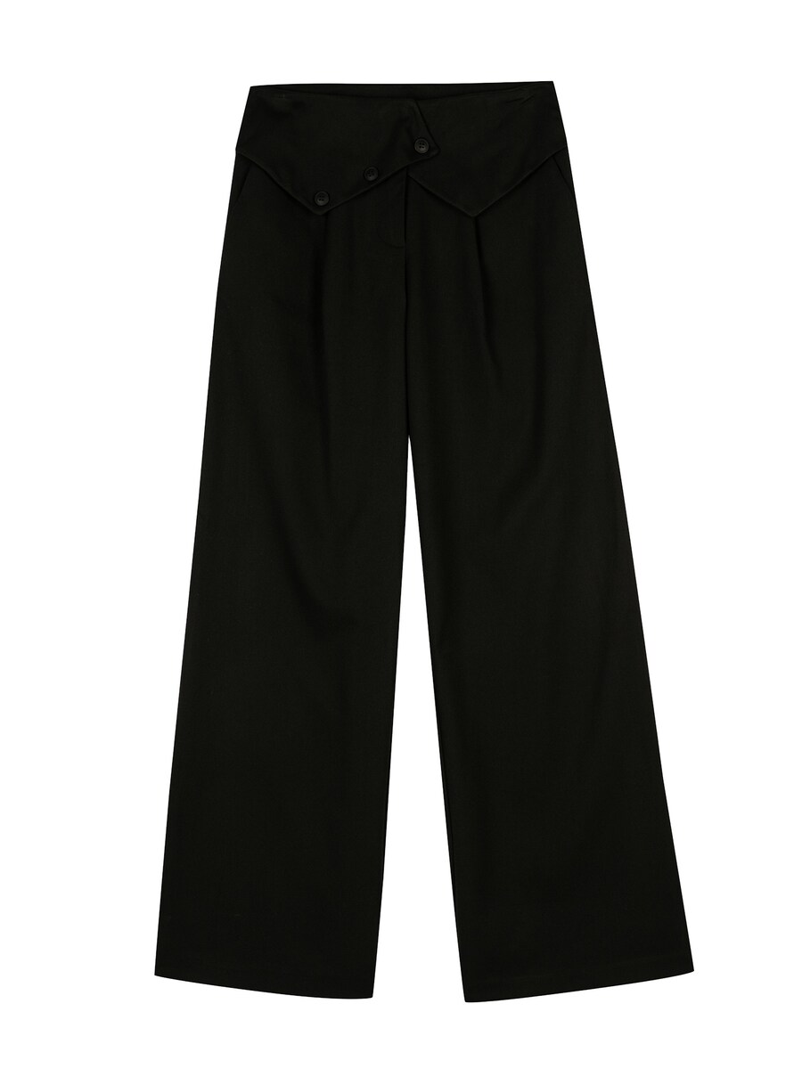 

Брюки со складками спереди Koton Wide leg Pleat-Front Pants, черный