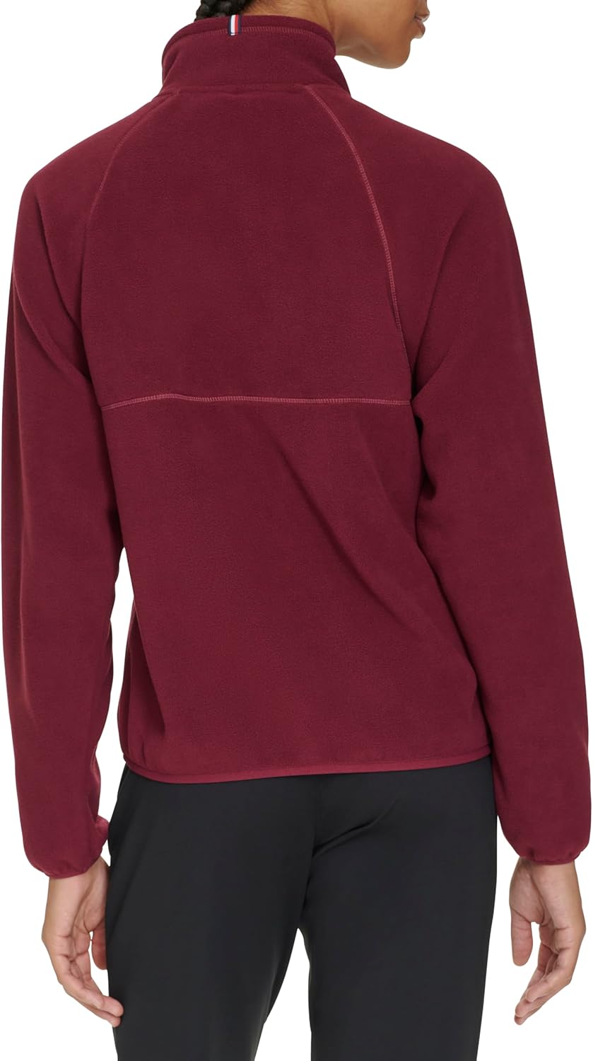 Женская флисовая куртка Tommy Hilfiger с воротником-стойкой и застежкой-молнией, Beet Red — фото 4