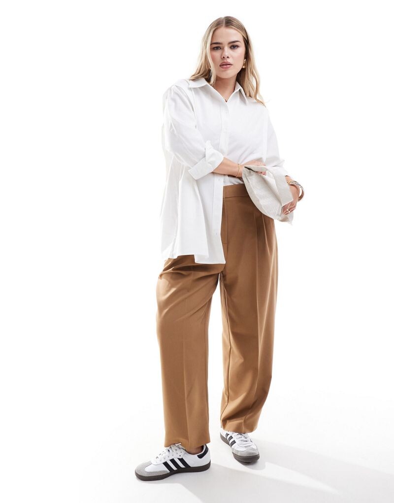 

Коричневые брюки прямого кроя ASOS Curve