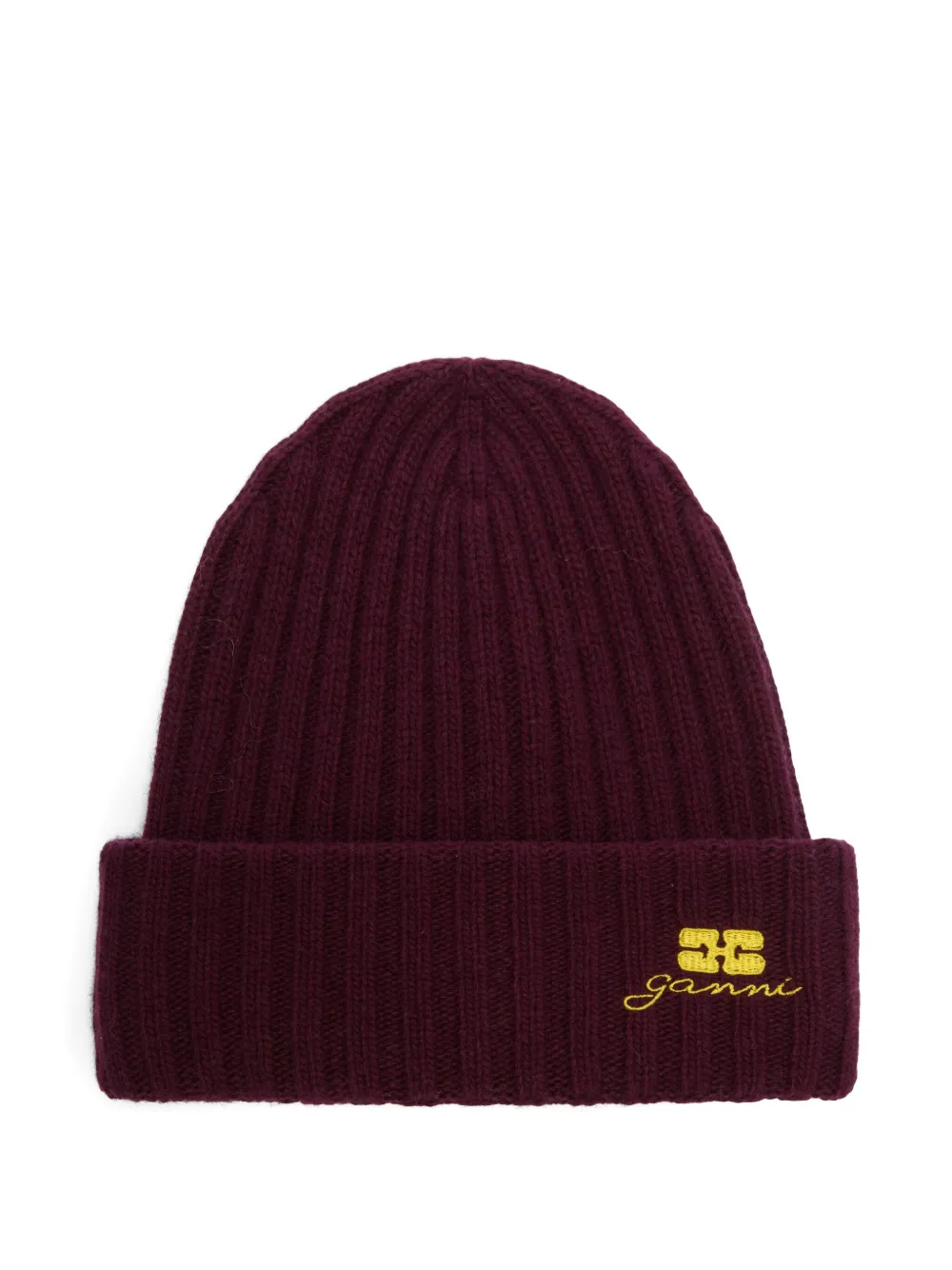 

Рифлёная (или вязаная резинкой) шапка Ganni, красный