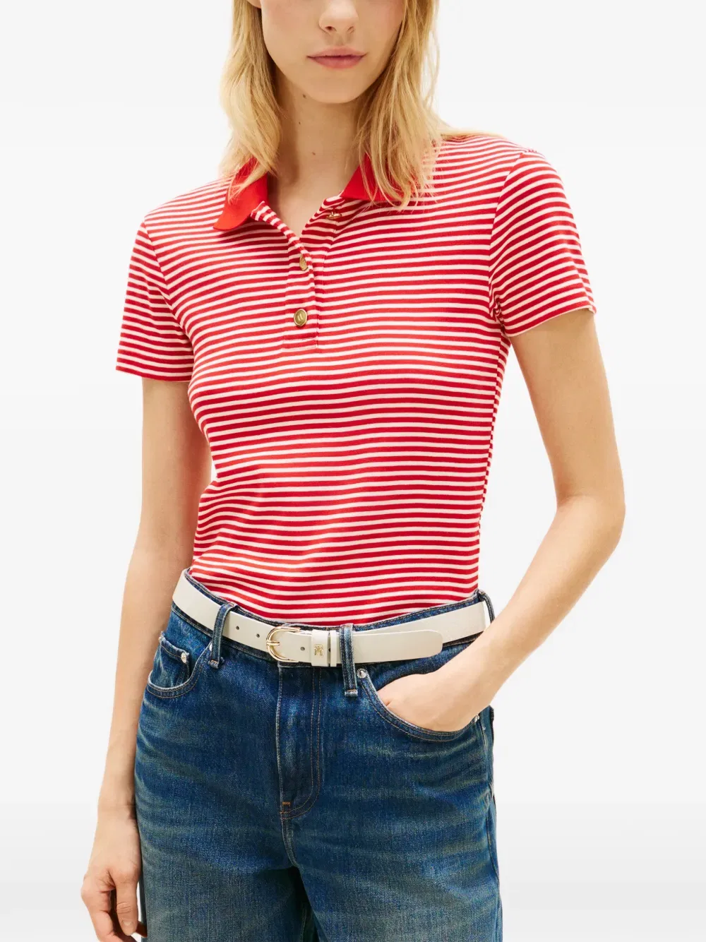 Полосатая рубашка поло Tommy Hilfiger, красный — фото 4