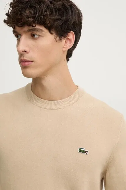Свитер мягкий хлопковый Lacoste, бежевый — фото 4
