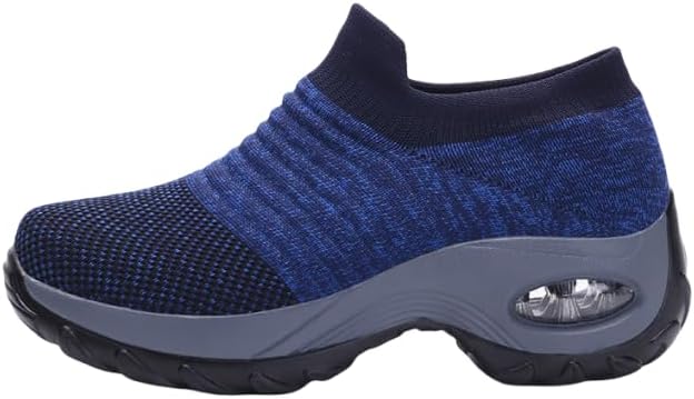 

Женские сетчатые носочные кроссовки, дышащие кроссовки на плоской подошве, мужские и женские кроссовки с воздушной подушкой для повседневной ходьбы Azttoztto, голубой