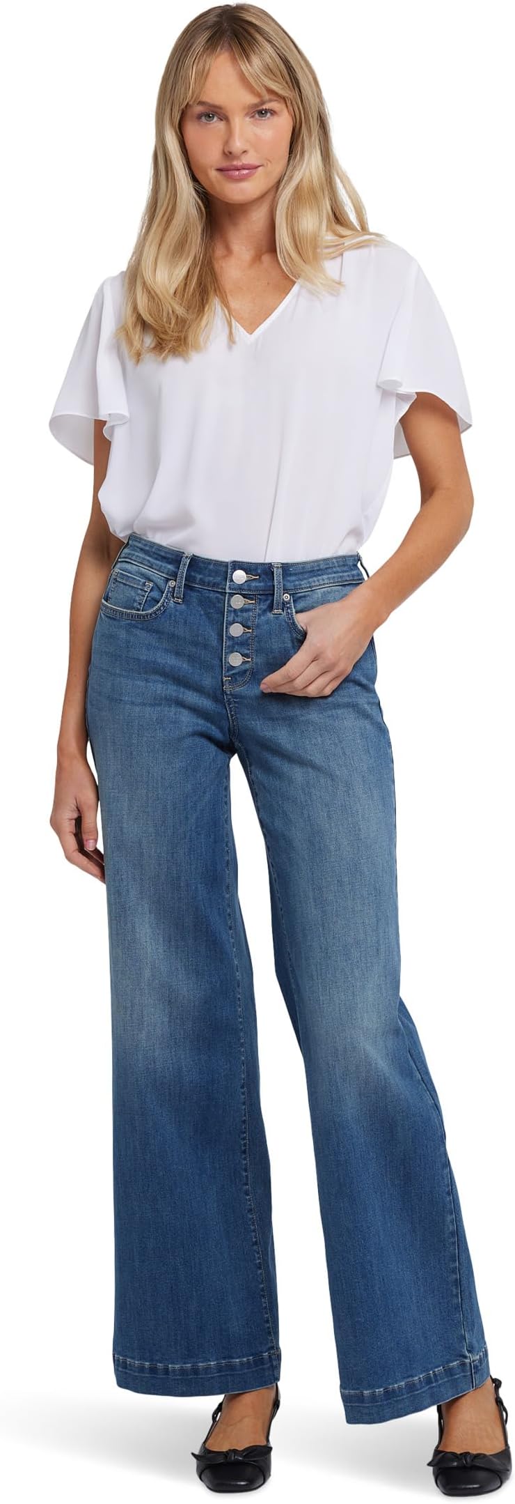 

Джинсы NYDJ Teresa Wide Leg Exposed Button Fly Jeans in Costa Brava, Costa Brava