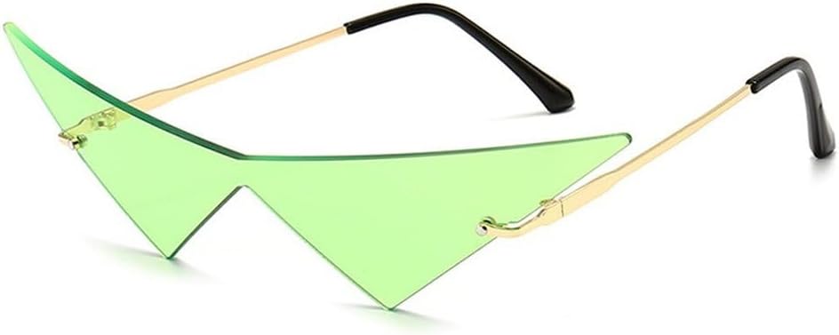 

Большие треугольные цельные женские солнцезащитные очки в винтажном стиле без оправы с прозрачными линзами цвета океана, модные мужские солнцезащитные очки «кошачий глаз» SKFGNX, Golden Green