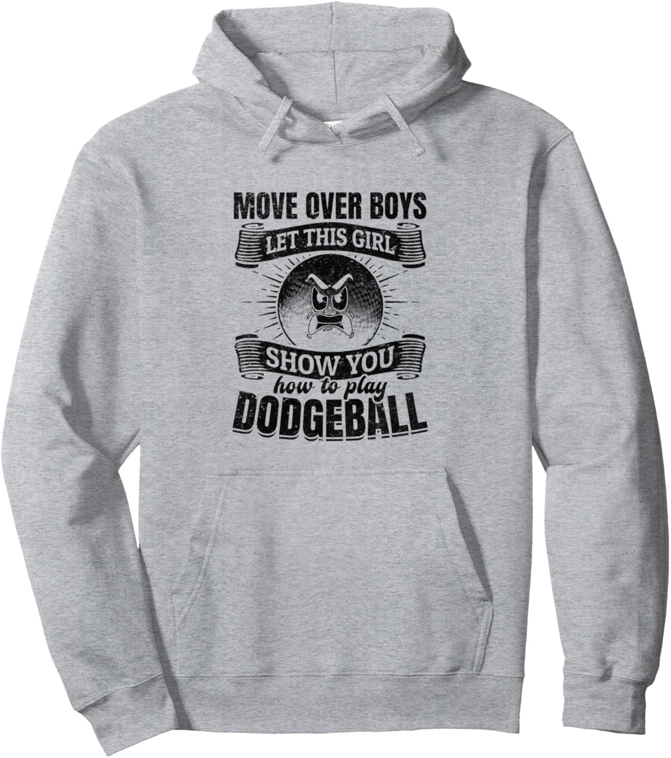 

Подвиньтесь, парни! Эта девушка покажет вам, как играть в доджбол! (Худи) Dodgeball Game Dodgeball Player, серый