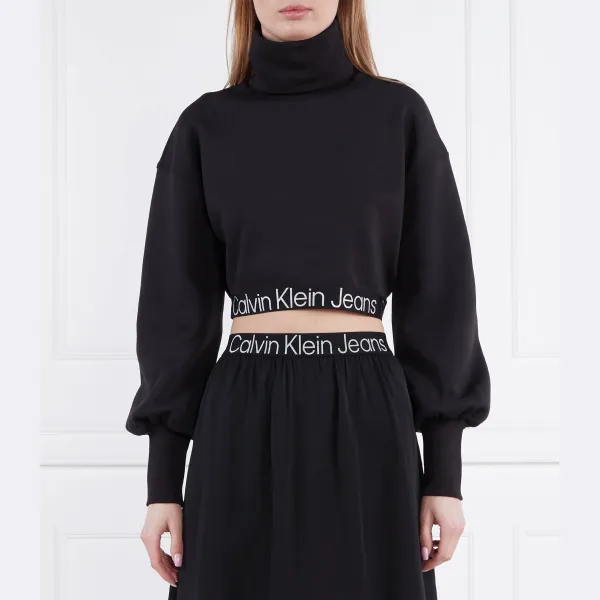 

Водолазка стандартного кроя со свободным воротником и контрастной тесьмой Calvin Klein, черный