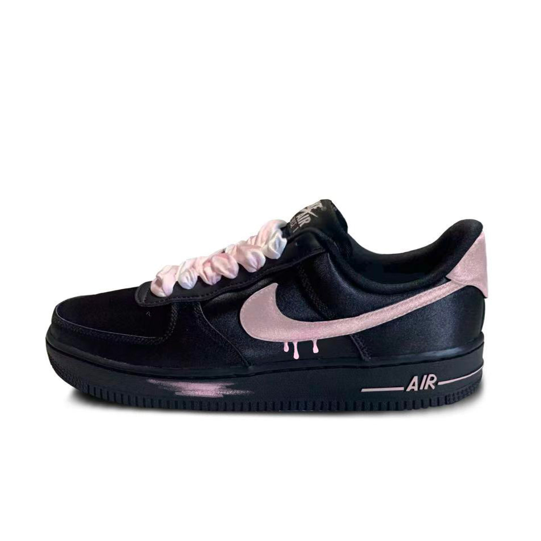 

Кроссовки для скейтбординга Air Force 1 Pink Beauty низкие унисекс Black Pink амортизирующие, износостойкие Nike, черный/розовый
