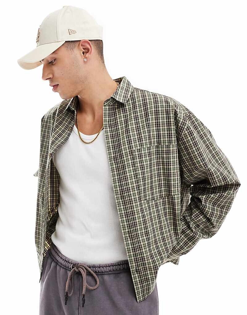 

ASOS DESIGN – рубашка оверсайз в клетку нейтрального цвета