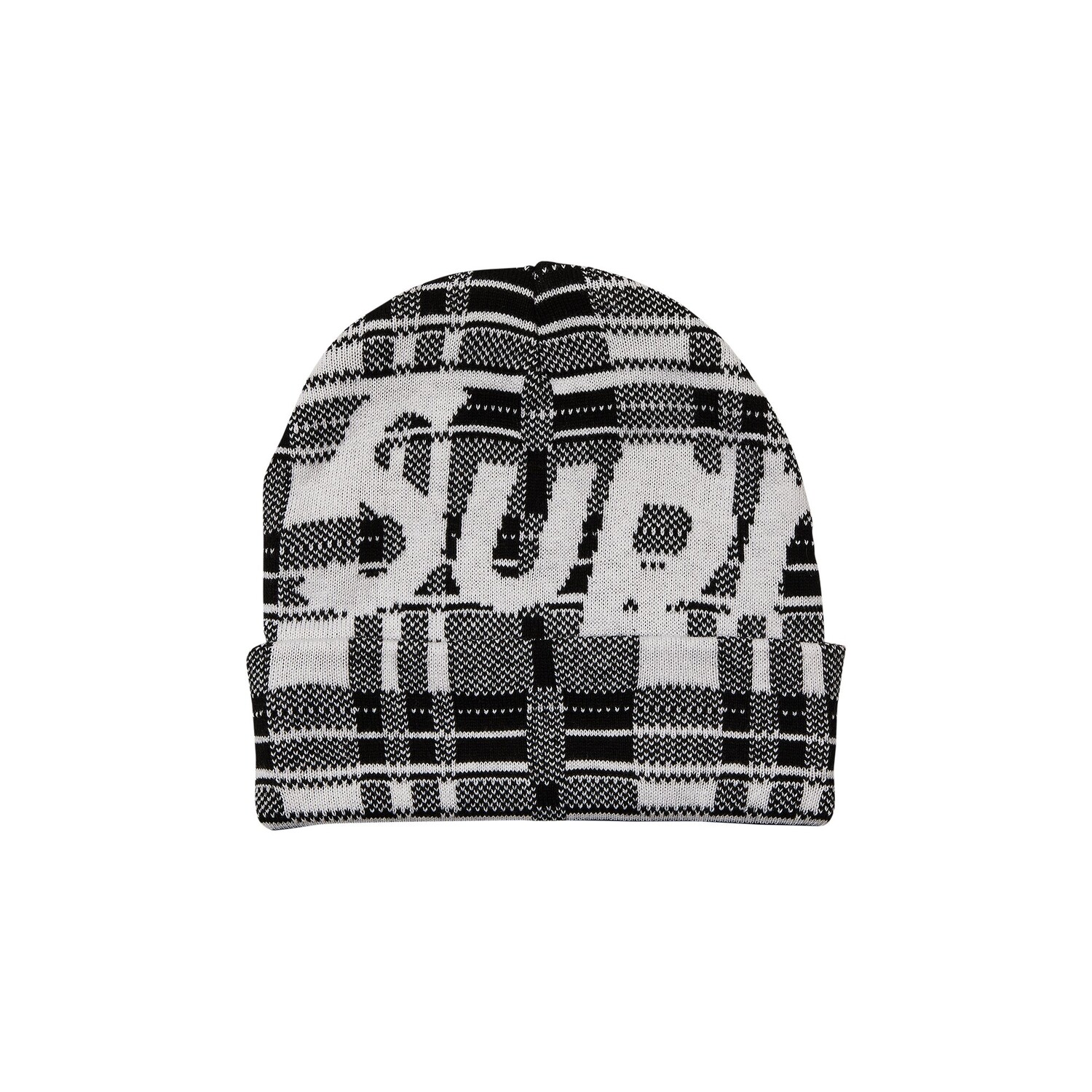 

Шапка-бини Supreme с большим логотипом, Белая клетка