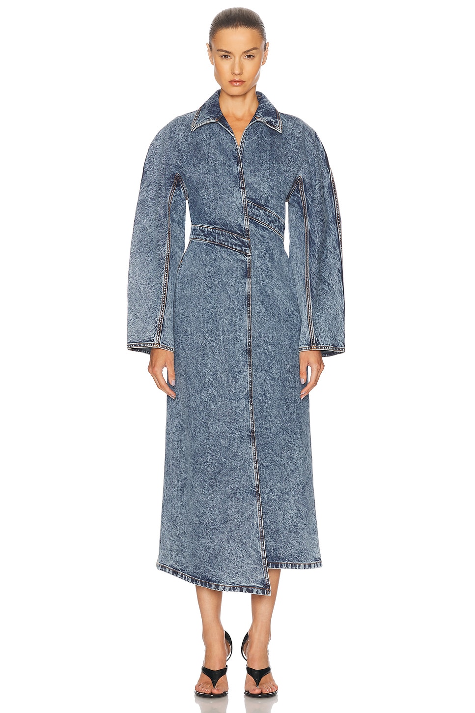 

Спиральное пальто-тренч Alaïa, Bleu Neige