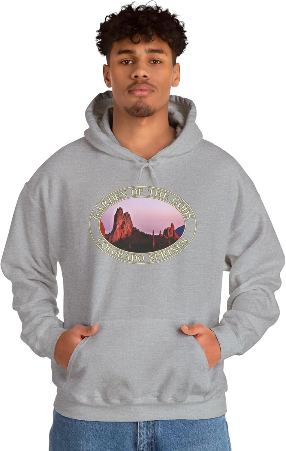 Худи Garden of the Gods - дизайн Colorado Springs Sunset - уютная толстовка GentleSeas Cozy Pullover Sweatshirt - мягкий теплый флис GENERIC, серый — фото 2