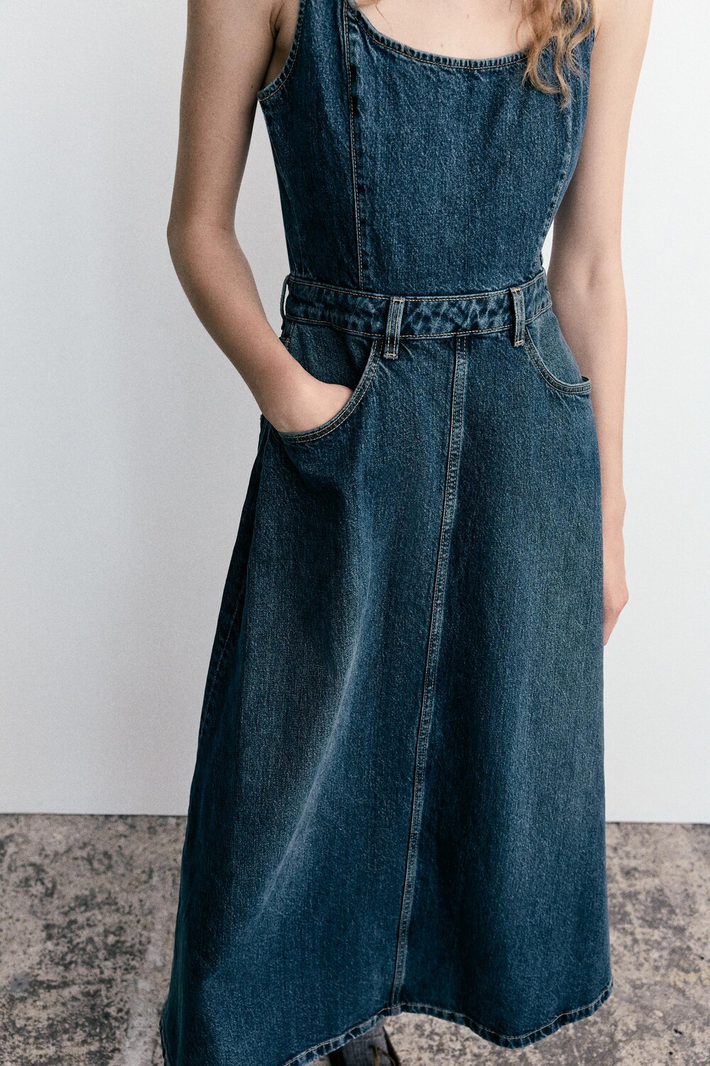 

Платье из джинсовой ткани trf ZARA, синий