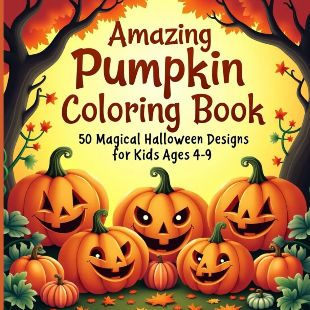 

Amazing pumpkin coloring book: Magical Halloween designs for kids ages 4-9 (Independently published)