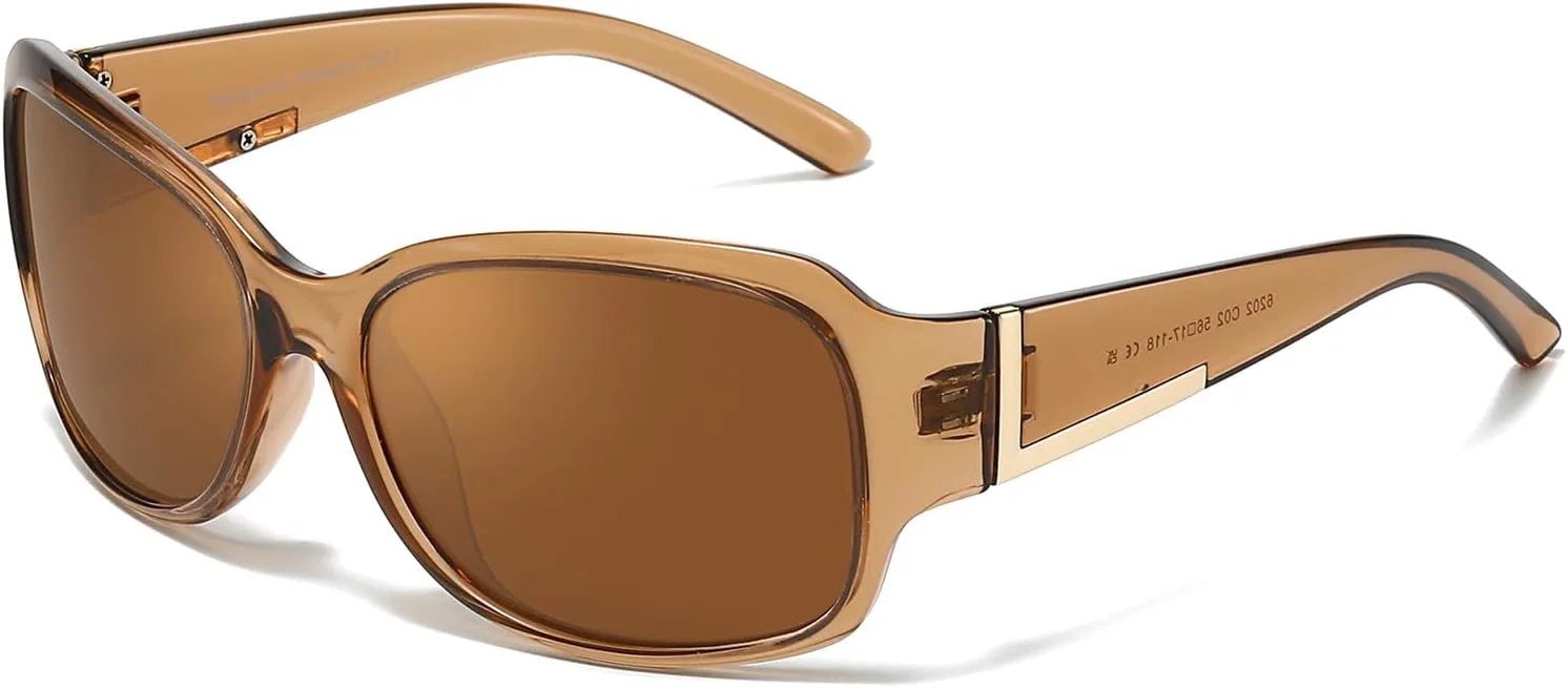 

Женские поляризованные солнцезащитные очки TJUTR с обтекаемой формой, модные дизайнерские очки с защитой от УФ-излучения UV400 TS6202, A3 Champagne/Brown