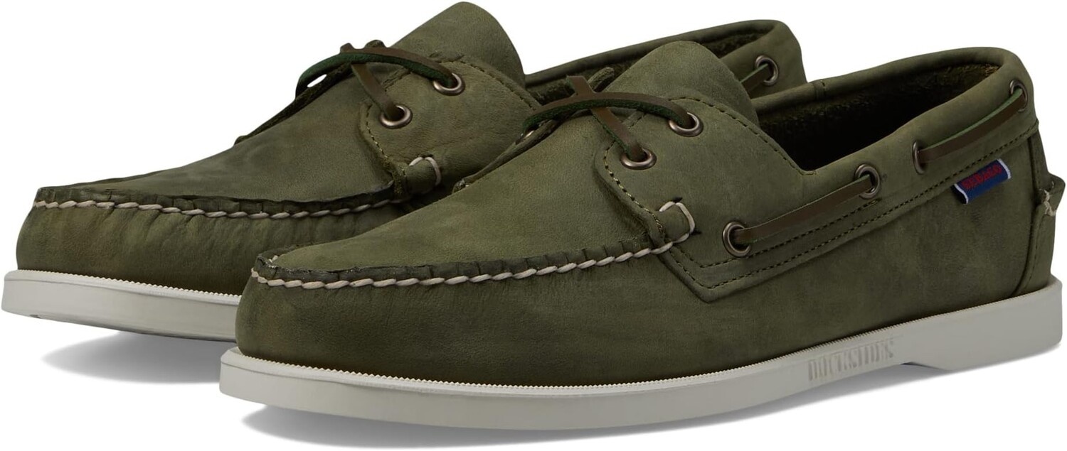 

Топсайдеры Sebago Docksides Portland Crazy Horse, цвет Green Military/Brown Oliva