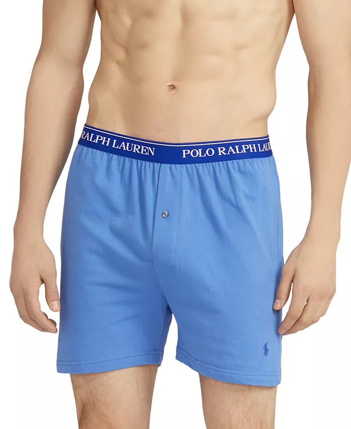 Мужские боксеры из хлопкового трикотажа классического кроя, 5 штук Polo Ralph Lauren, синий — фото 2