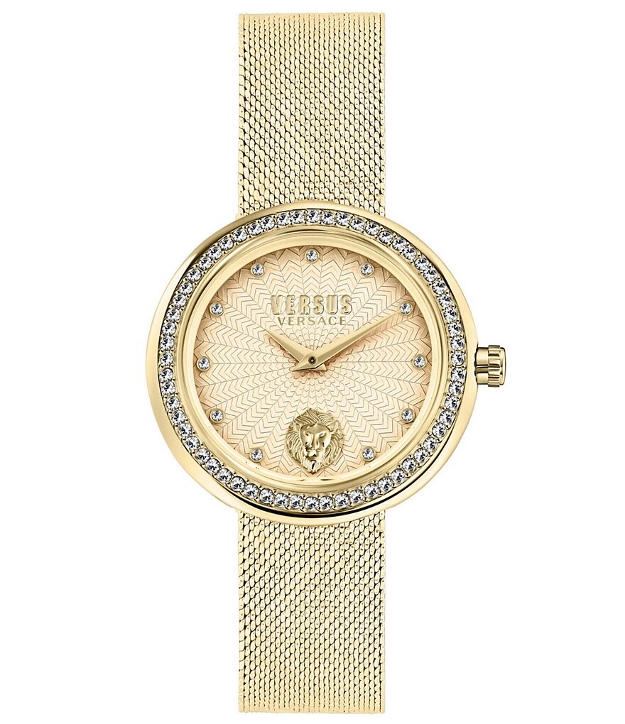 

Женские аналоговые золотые часы Versus By Versace Lea Crystal с сетчатым браслетом из нержавеющей стали, золотой