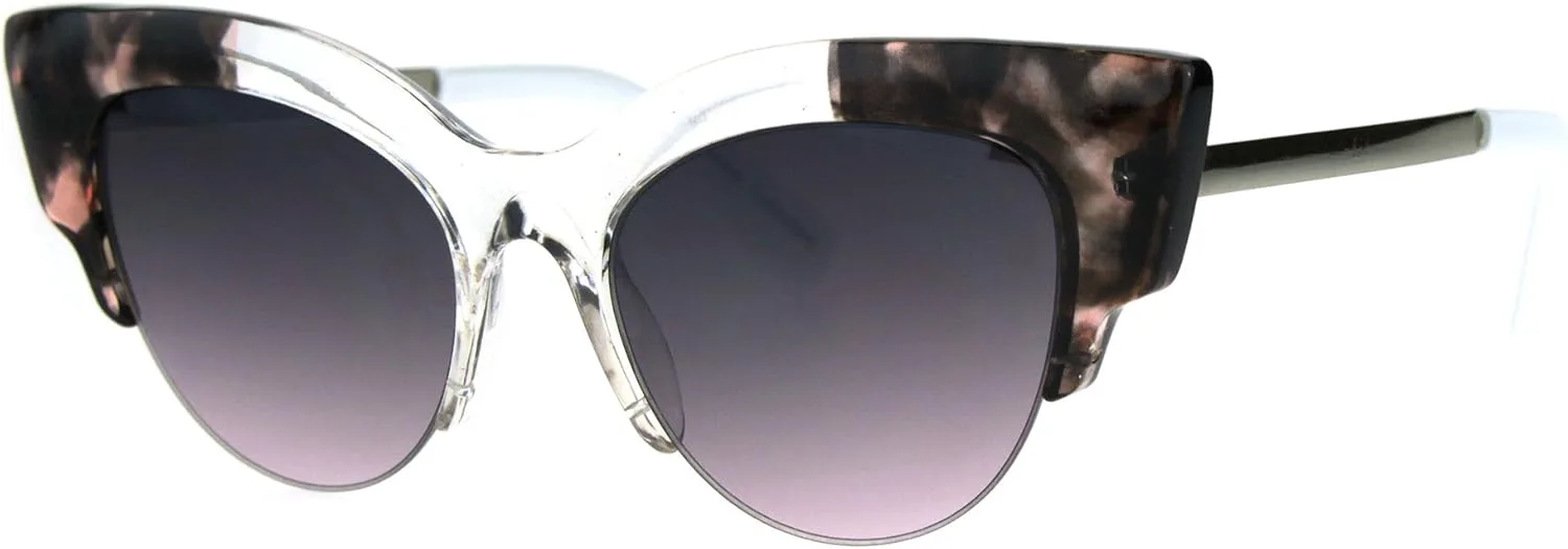 

Стильные женские солнцезащитные очки в полуободковой оправе, модные очки «кошачий глаз», защита от ультрафиолета UV 400 PASTL, Clear Pink Tort (Pink Smoke)