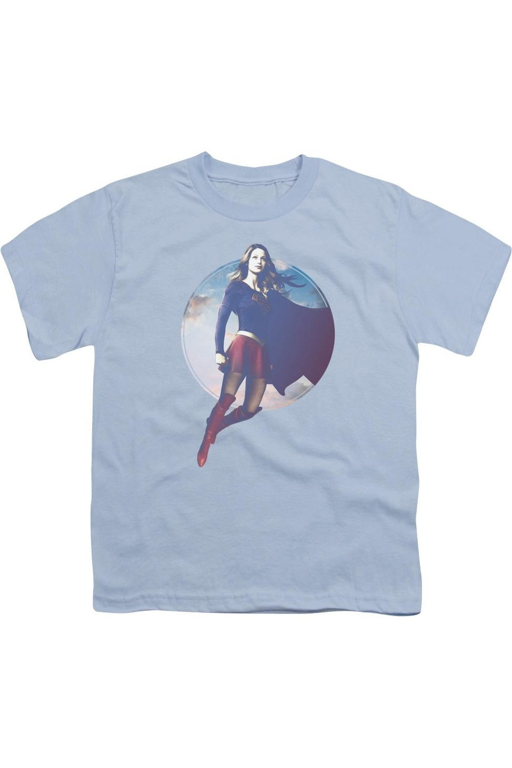 

Футболка Supergirl Cloudy Circle с коротким рукавом для детей Gildan, светло-голубой