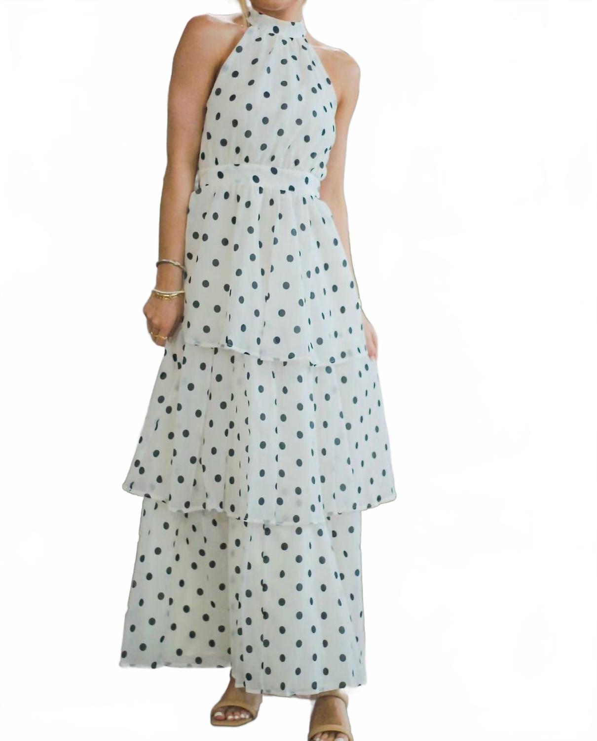 

Платье в горошек ярусное в цвете слоновой кости и черном FLYING TOMATO