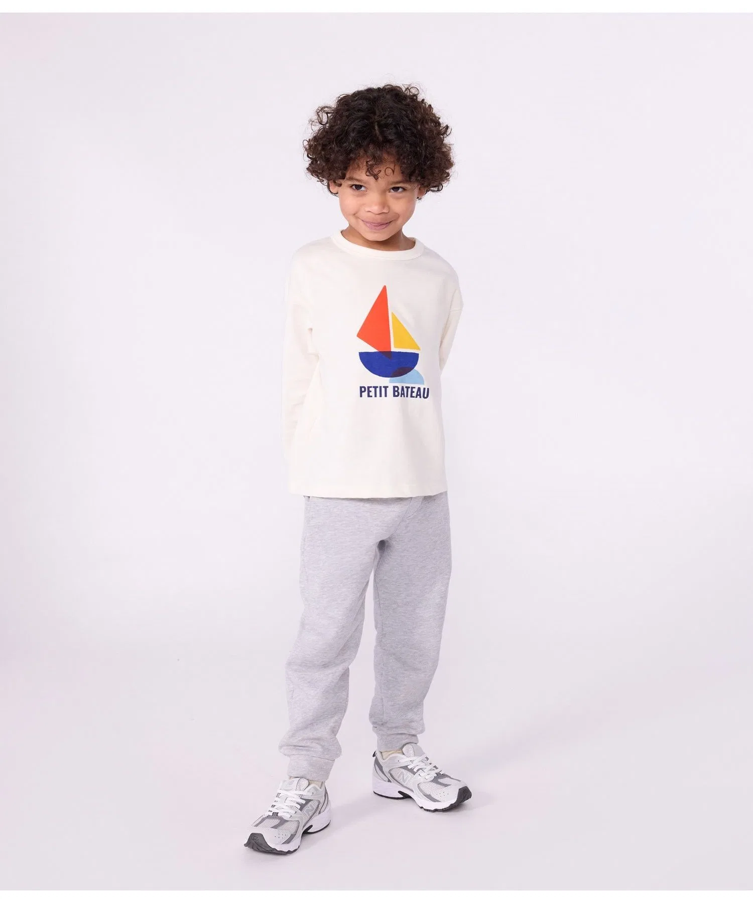 Детская футболка с длинным рукавом Petit Bateau из хлопка, белого цвета