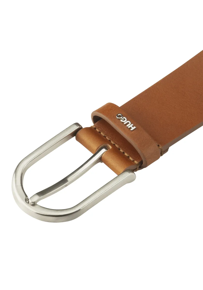 

Кожаный ремень HUGO "Zoey Belt 3,5 см" с контрастным тиснением в виде логотипа на застежке, коричневый