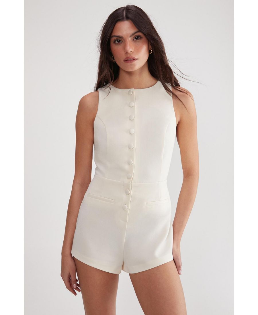 

Женский базовый комбинезон без рукавов, приталенного кроя Nasty Gal, Ivory