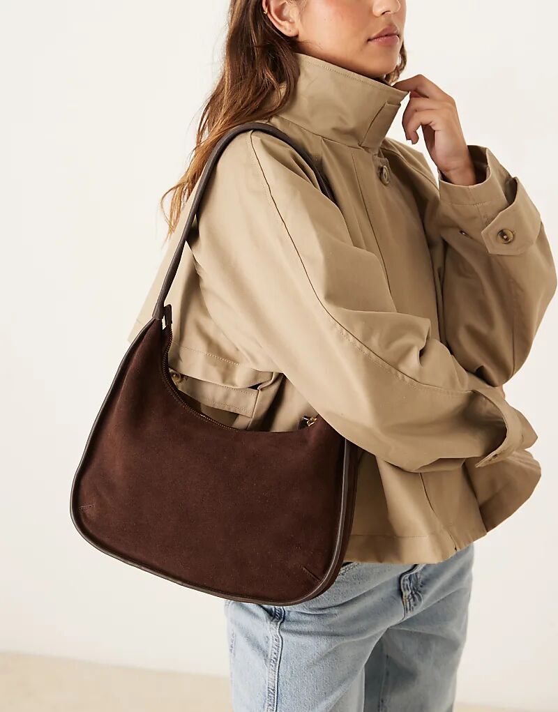 

Сумка через плечо Barneys Originals из натуральной замши коричневого цвета