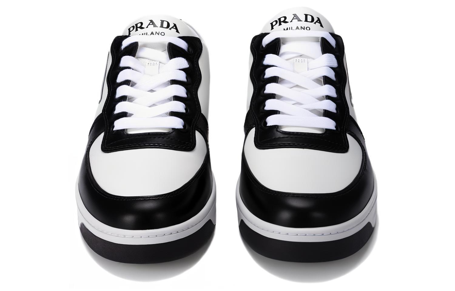 PRADA Низкие женские скейтерские кеды Black White — фото 4