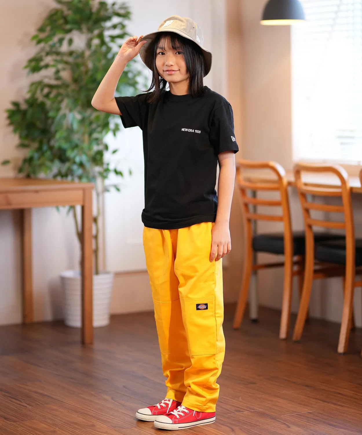 Штаны детские Dickies двойные колени свободные жёлтые