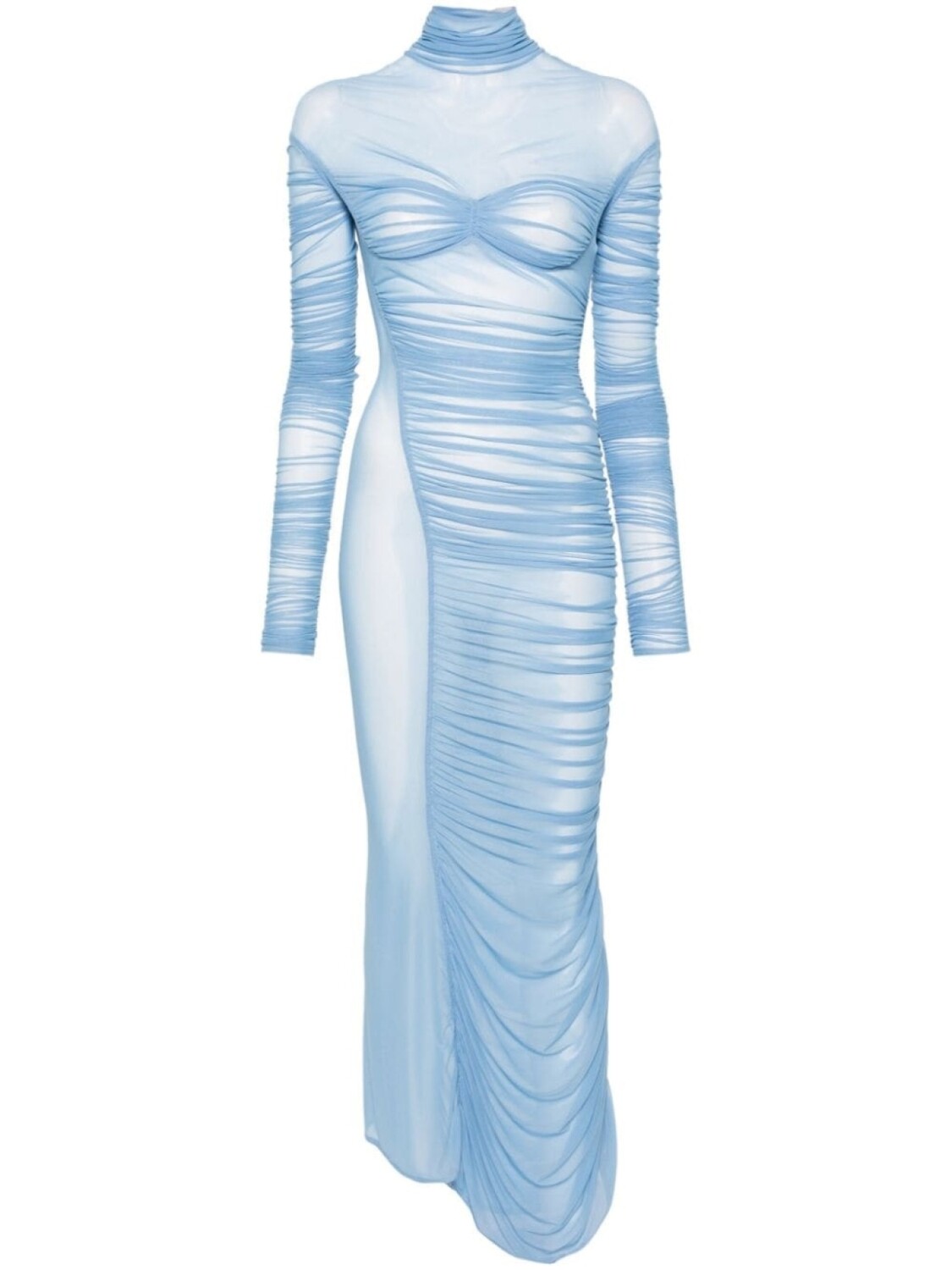 

Mugler сетчатое платье макси со сборками, синий