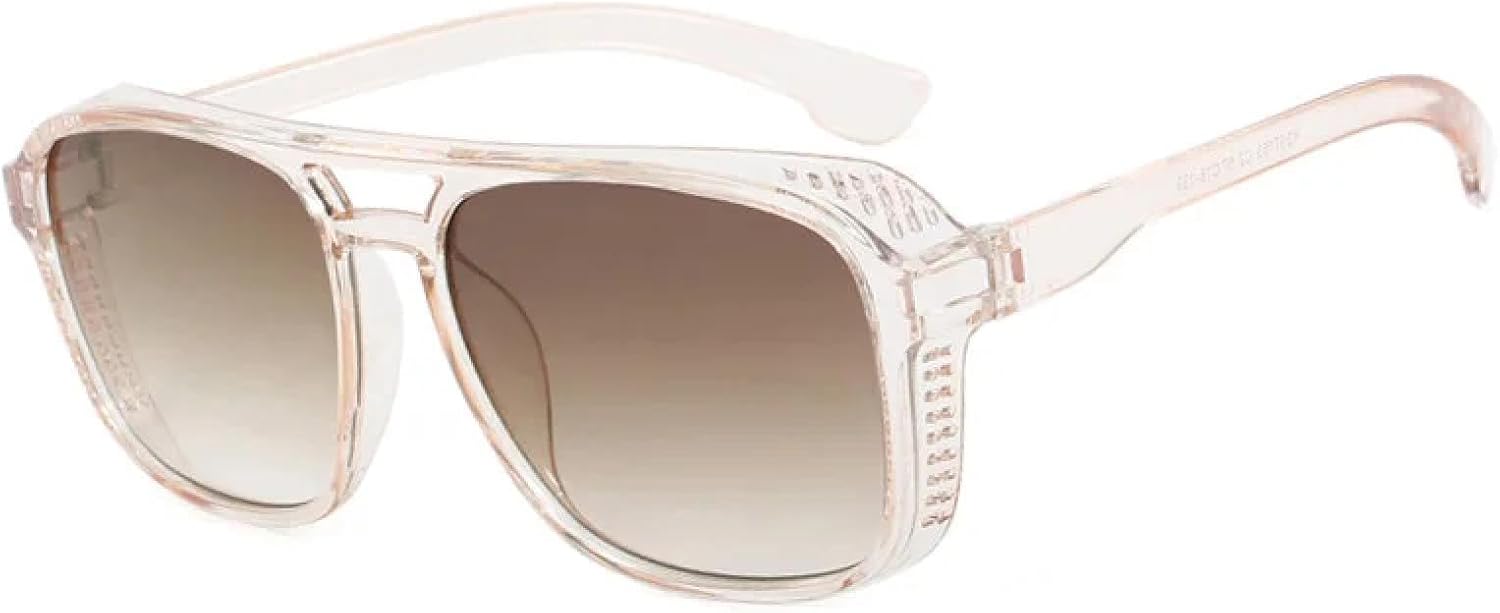 

Ретро-солнцезащитные очки с двойной перемычкой для женщин, модные очки с леопардовым градиентом, трендовые солнцезащитные очки для мужчин с защитой от УФ-излучения UV400 TKKTLLT, Clearbrown-brown