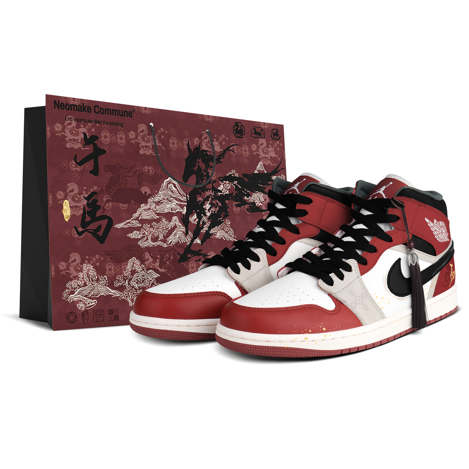 

Кроссовки Air 1 Mid top Vintage баскетбольные unisex черный Jordan, красный