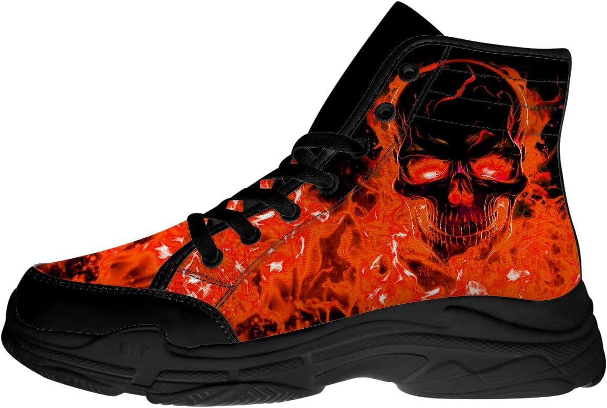 

Кроссовки Quorax Flame Skull для мужчин, высокие, на шнуровке, из текстиля, подарок для него и для нее, черный