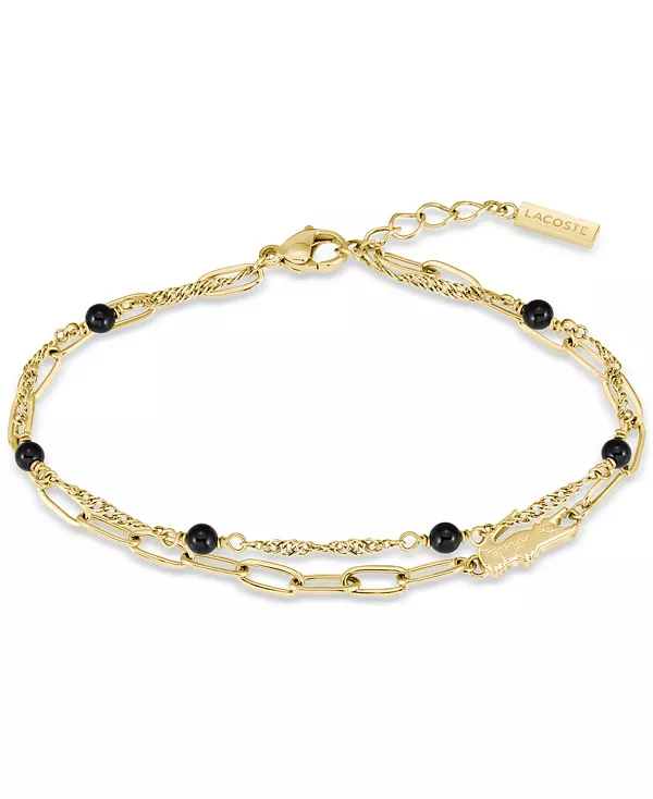 

Браслет с подвесками в виде крокодила из черного оникса Deva Lacoste, gold