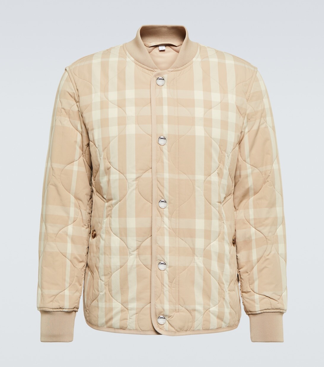 

Стеганый бомбер в клетку Burberry, бежевый
