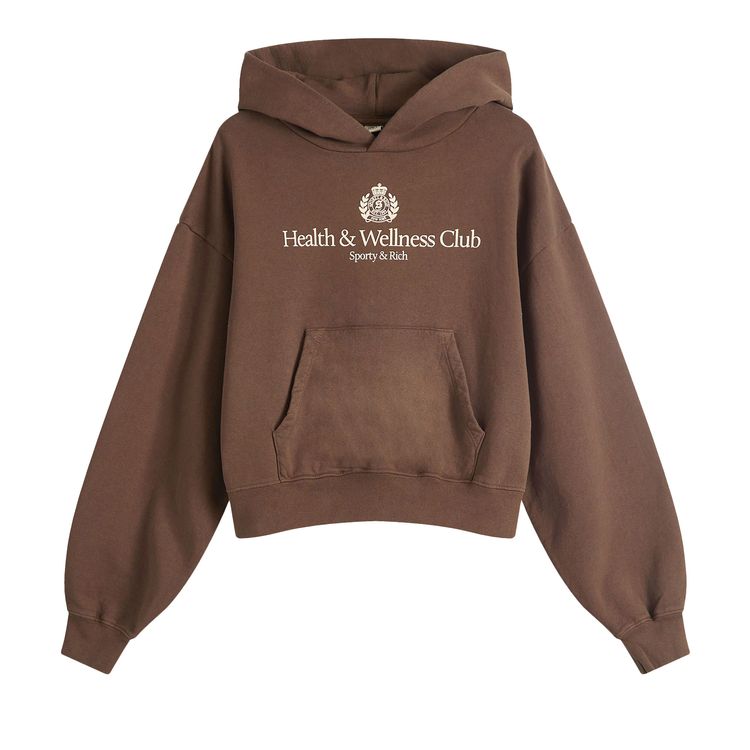 

Худи Sporty & Rich Sporty & Rich H&W Crest Cropped Hoodie Chocolate/Cream, коричневый