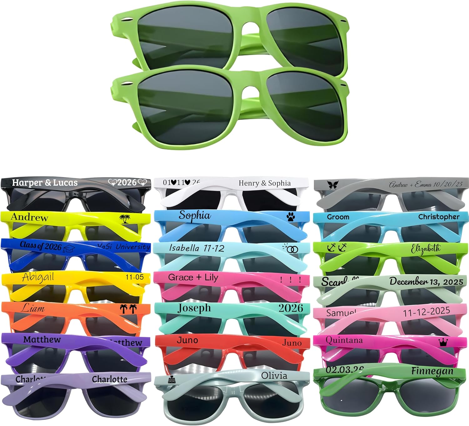 

Солнцезащитные очки на заказ для свадеб, оптовые заказы, персонализированные солнцезащитные очки, сувениры для вечеринок, классические ретро-солнцезащитные очки для мужчин и женщин DFDG, Green