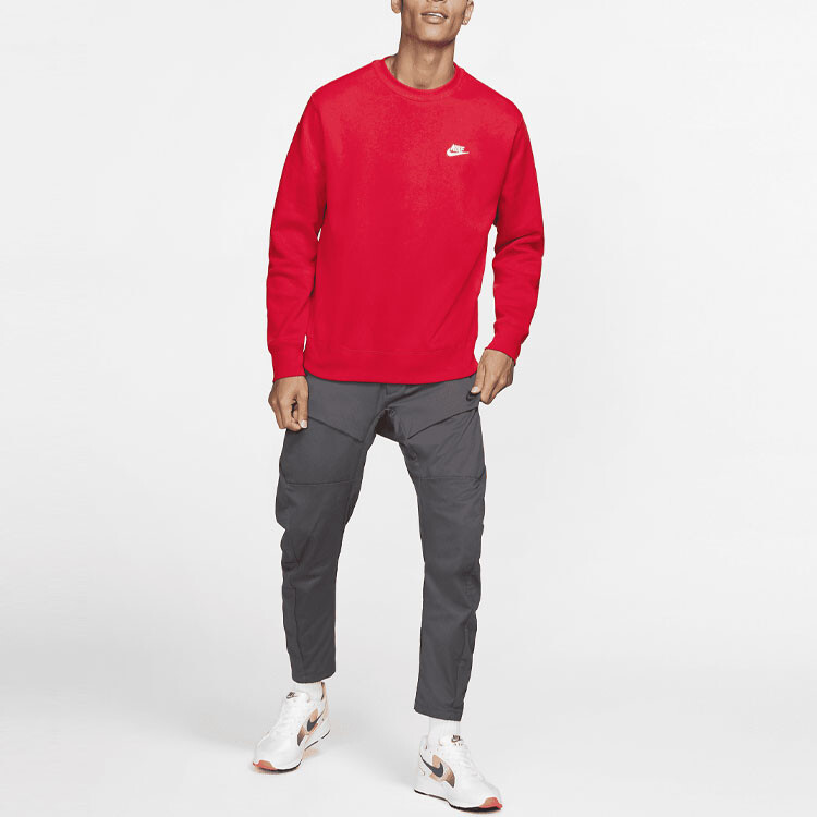 Спортивная одежда Club флисовый свитер с круглым вырезом Nike, красный — фото 4