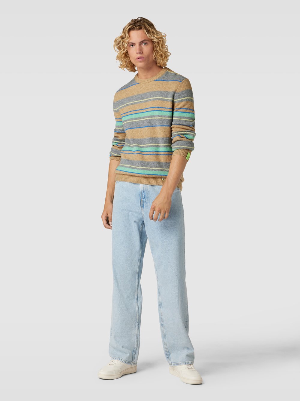 

Вязаный свитер с полосатым узором Scotch & Soda, коричневый