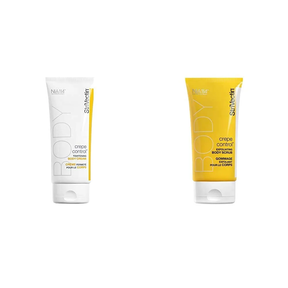Крем для тела StriVectin Crepe Control Tightening Body Cream, 6,7 жидких унций, и отшелушивающий скраб для тела Crepe Control Exfoliating Body Scrub, 5 жидких унций.