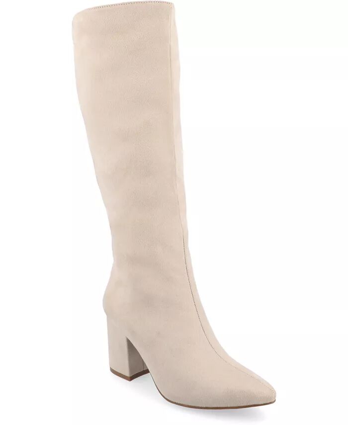 Женские сапоги Ameylia Wide Width Block Heel до колена Journee Collection, коричневый/бежевый