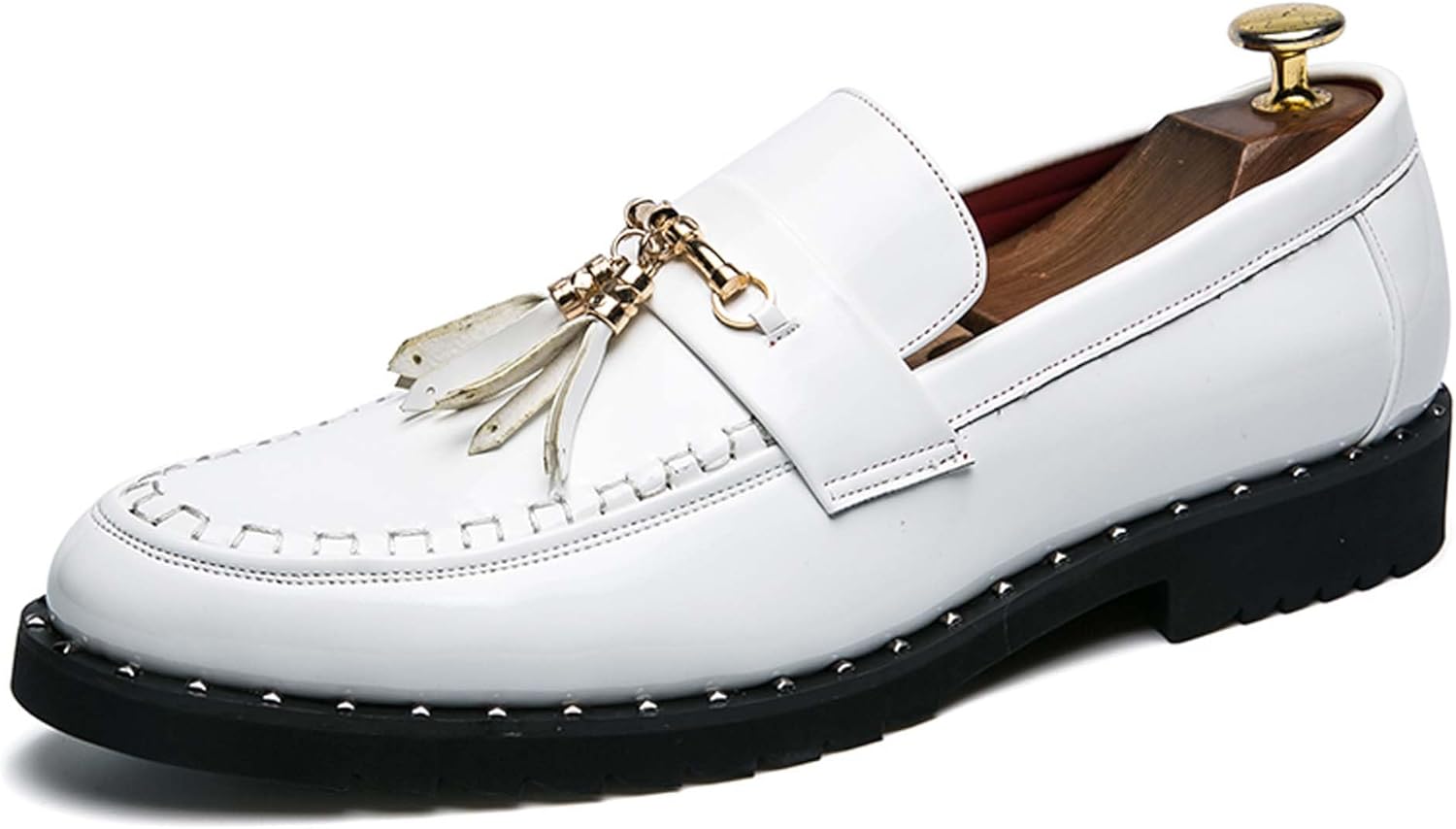 

Мужские лоферы Penny с модными кисточками, деловые повседневные формальные туфли из лакированной кожи с блестящей поверхностью, для банкетов, вечеринок, свадеб, в комплекте с костюмом, кожаные туфли Generic, белый