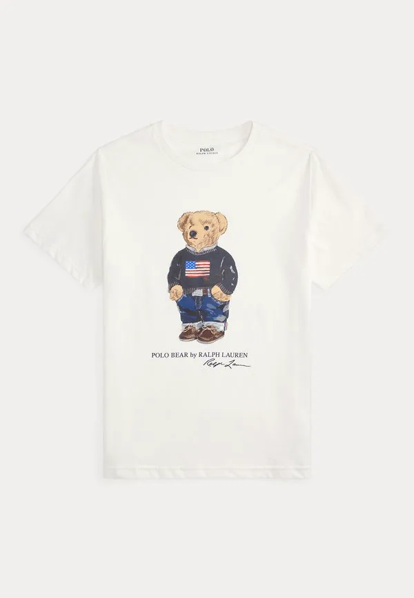 Футболка из хлопкового трикотажа polo bear с принтом 714y. Polo Ralph Lauren, White Core
