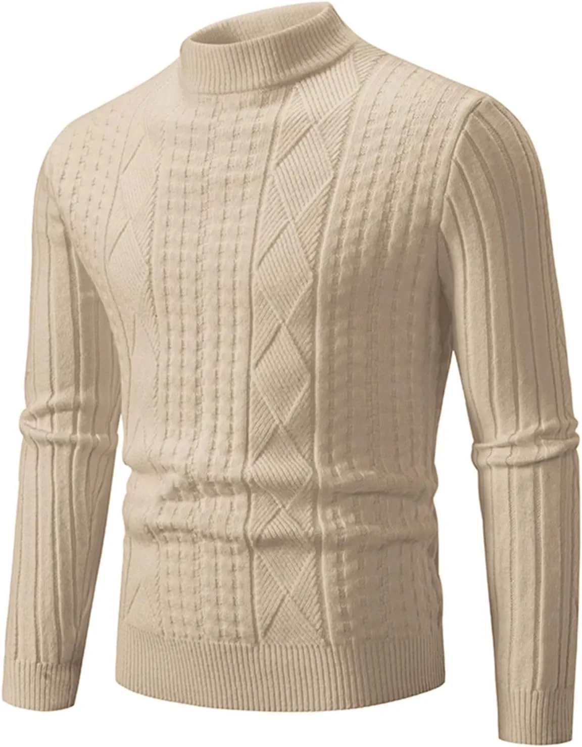 

Мужской свитер с воротником-гольф и косой вязкой, винтажный пуловер AQAYL