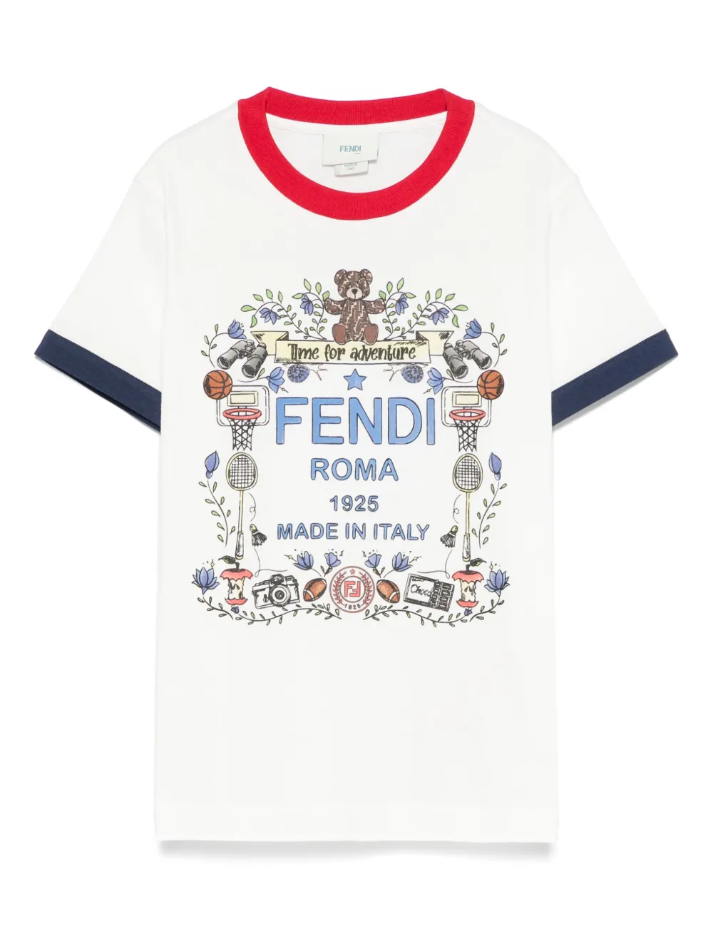 

Футболка с графичным принтом FENDI KIDS, белый