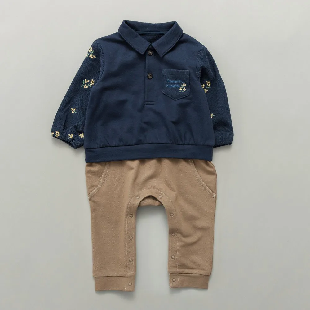 Комбинезон с вышивкой османтуса Branshes, Navy blue — фото 2