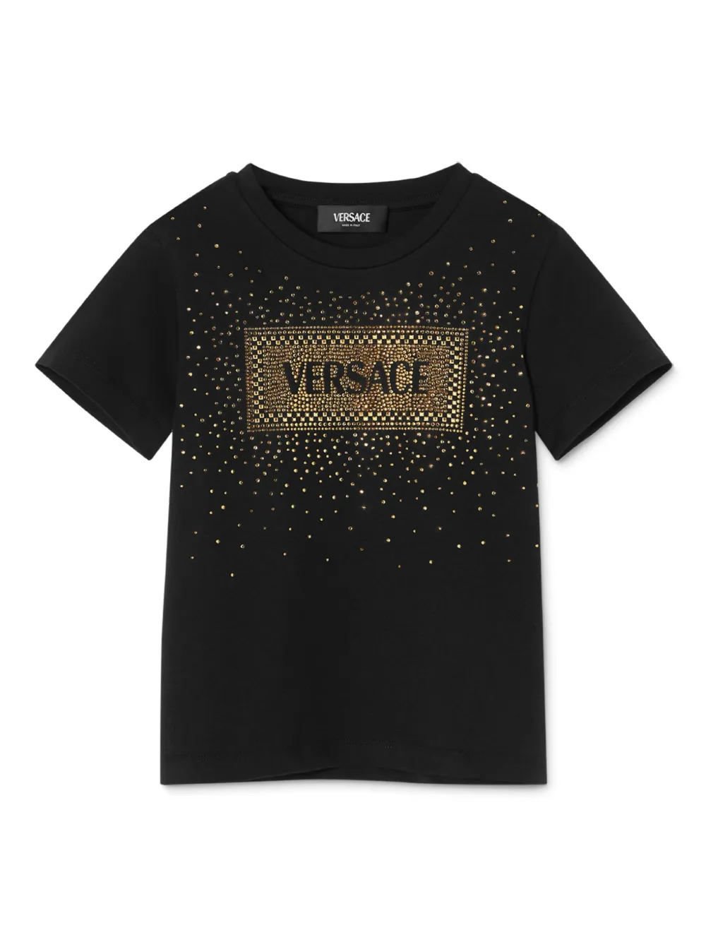 

Футболка с логотипом и кристаллами Versace Kids, черный